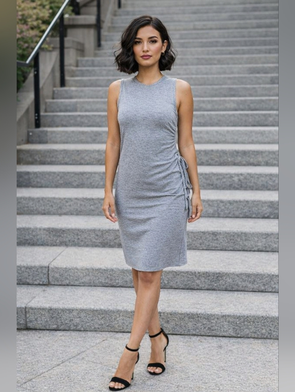 Theory Rimaeva DR Rubric Gray Ruched Side Tie Dress S